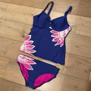 Tankini with Bottoms - Title Nine “Bodacious” placed print tankini with bottoms.